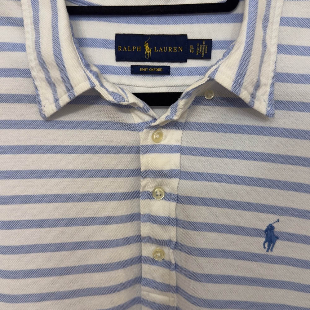 Ralph Lauren Knit Oxford Striped Polo Shirt Mens XL - Picture 2 of 6